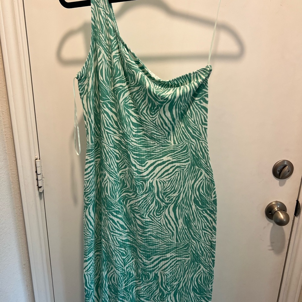 Nine West Green and White Patterned Dress